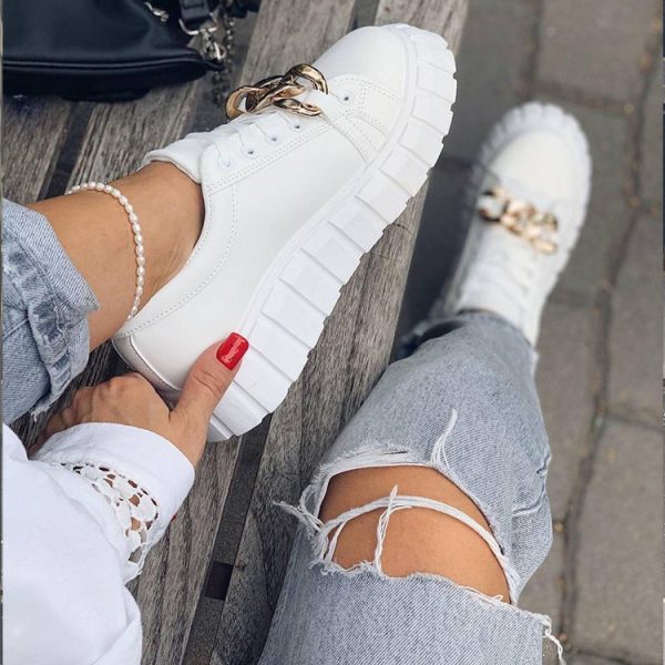 Low-Top Flat Casual Sneakers - Image 3