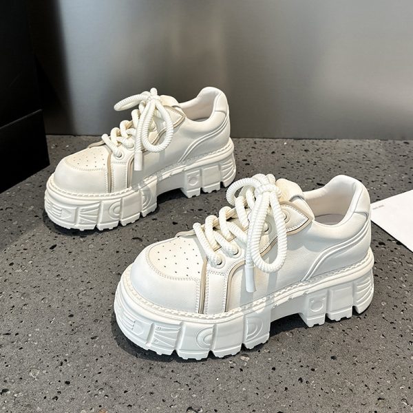 Spring Muffin Bottom Fashion All-match Height Increasing Casual Leather Shoes - Image 3