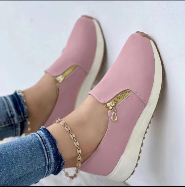 Women's Zipper Sports Shoes Women's Flat Pointed Toe - Image 4