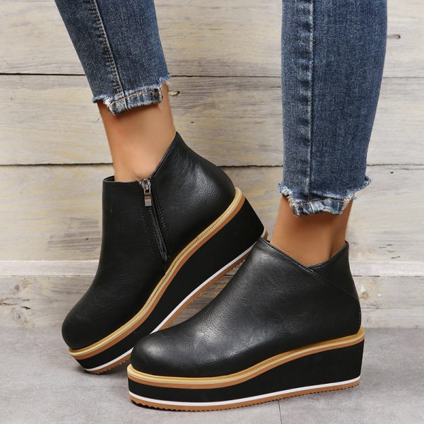 Ankle Boots Women Chunky Block Heel Shoes - Image 5