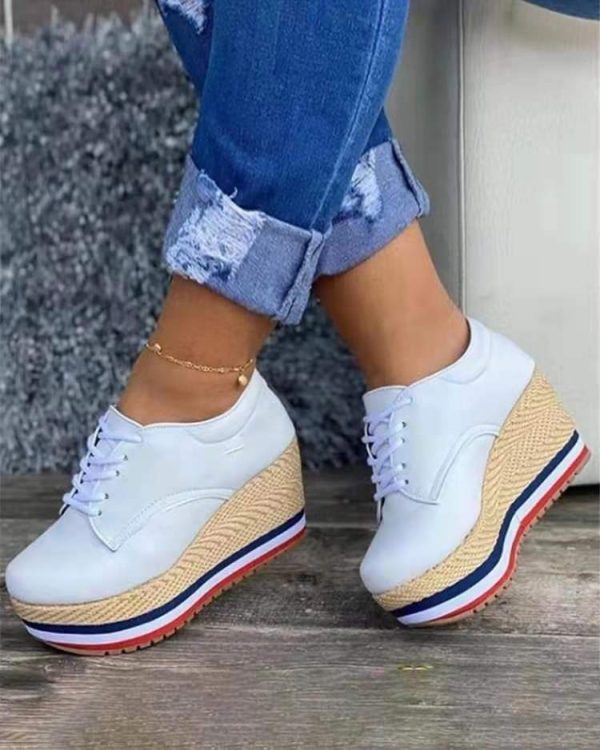 Women's Lace-up Wedge Braided Shoes - Image 5