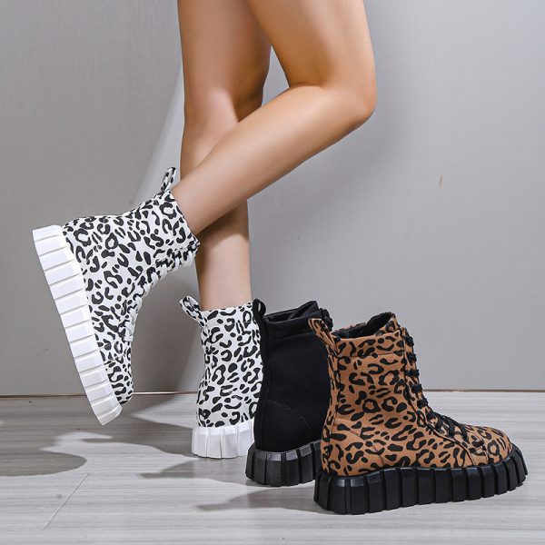Leopard Print Women Shoes Platform Boots - Image 3