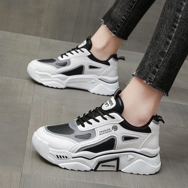 Women's Casual Running Sneakers Student Trendy White Shoes - Image 3