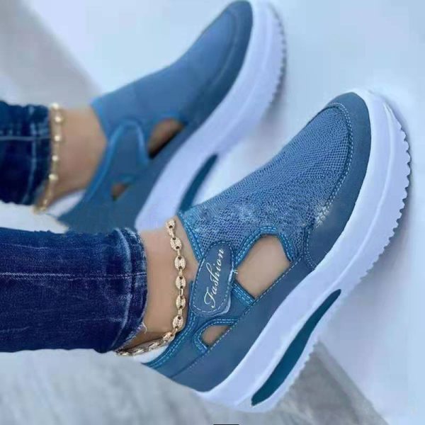 Women's Light Color Blocking Velcro Thick Bottom Breathable Large Casual Shoes - Image 4