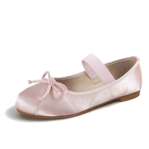 Women's Bow Tie Silk Satin Flat Shoes - Image 6