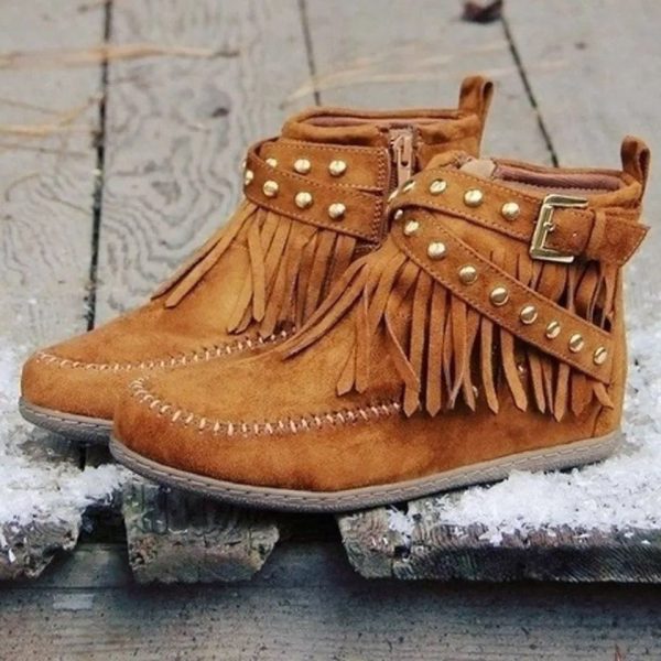 Women's Flat Buckle Martin Boots Retro - Image 2