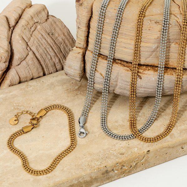 Cross-border European And American Small Round Bead Chain Necklace Bracelet Set