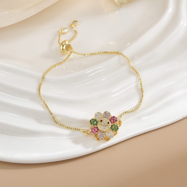 Simple Rotatable Flower Color-preserving Pure Copper Gold-plated Bracelet - Image 10