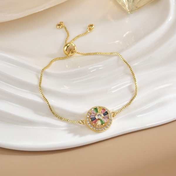 Simple Rotatable Flower Color-preserving Pure Copper Gold-plated Bracelet - Image 6