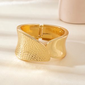 Personalized Hammered Irregular Gold Bracelet For Women