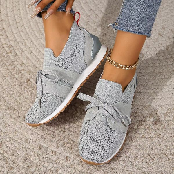 Women's Comfortable Fly Woven Mesh Lace-up Casual Shoes - Image 4