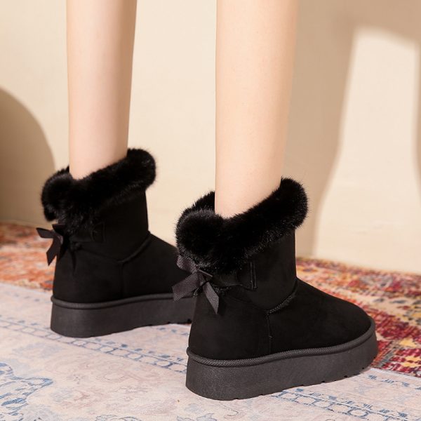 Women's Bowknot Snow Boots Winter Fleece Lined Padded Warm Keeping - Image 3