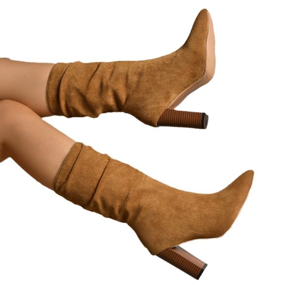 Plus Size Fashion New Chunky Heel Pointed-toe Fashion Middle Boots - Image 5