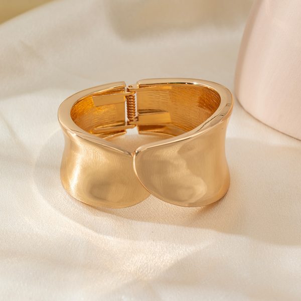 Personalized Hammered Irregular Gold Bracelet For Women - Image 3