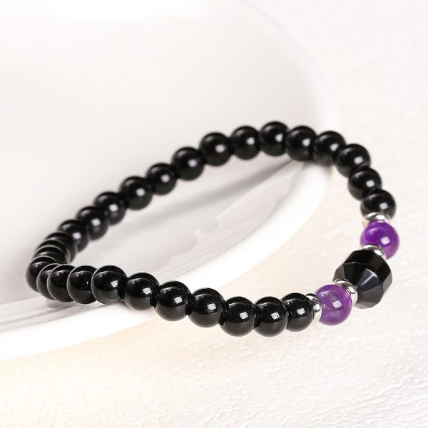 Black Agate Lucky Bead Bracelet Yellow Tiger's Eye Amethyst Bracelet Ornament
