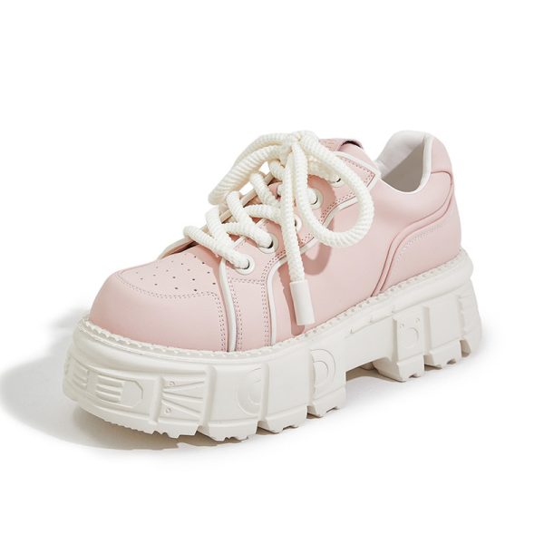 Spring Muffin Bottom Fashion All-match Height Increasing Casual Leather Shoes - Image 6