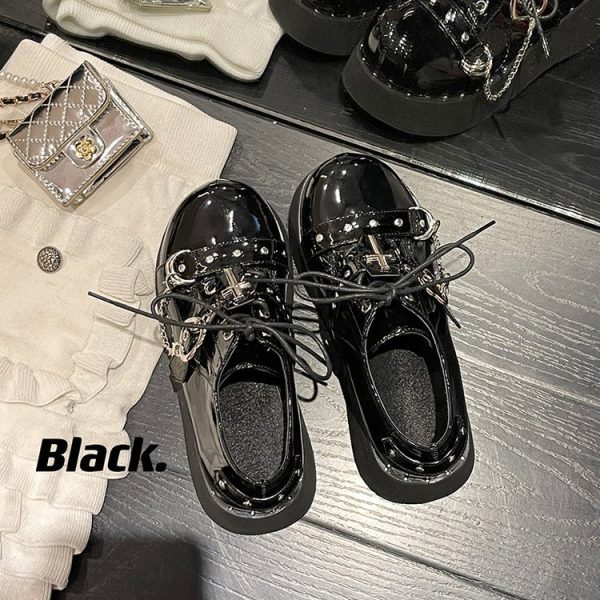 Punk Platform Shoes Dark Lolita Platform Leather Shoes - Image 7