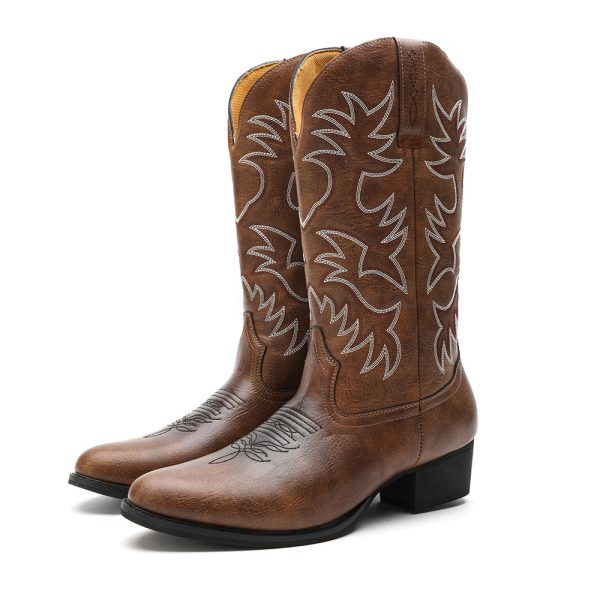 Embroidered High Heel Men's Cowboy Boot - Image 5