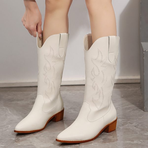 Retro V Cut Below The Knee Knight Boots Mid-calf