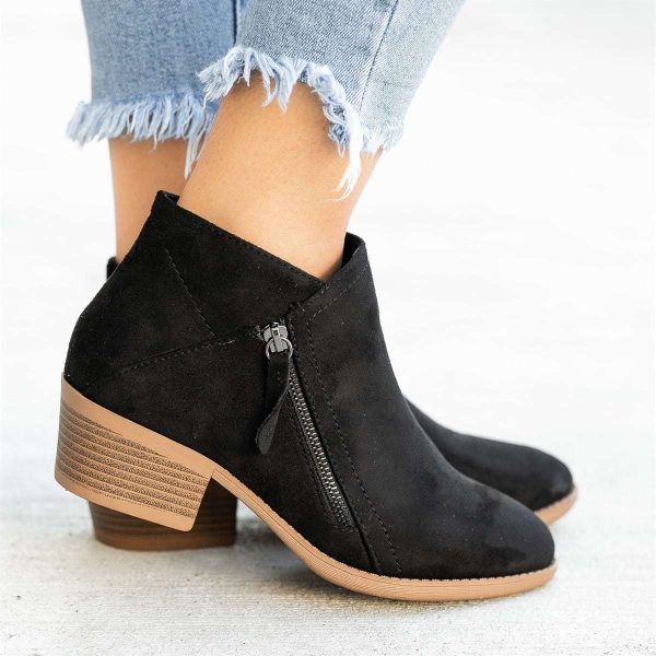Ankle Boots For Women Low Heels Side Zipper Shoes - Image 6