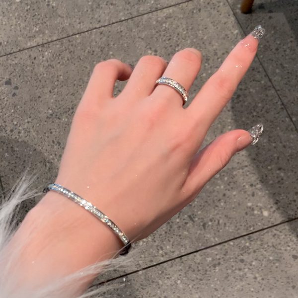 Stainless Steel Bracelet Women's Hand Jewelry High-grade Full Diamond Bracelet - Image 2