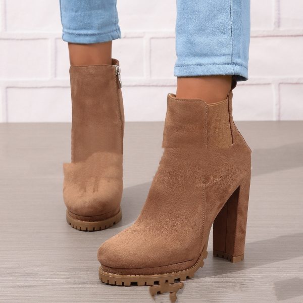 European And American Foreign Trade Plus Size Low-cut Women's High Heels Leather Boots - Image 5