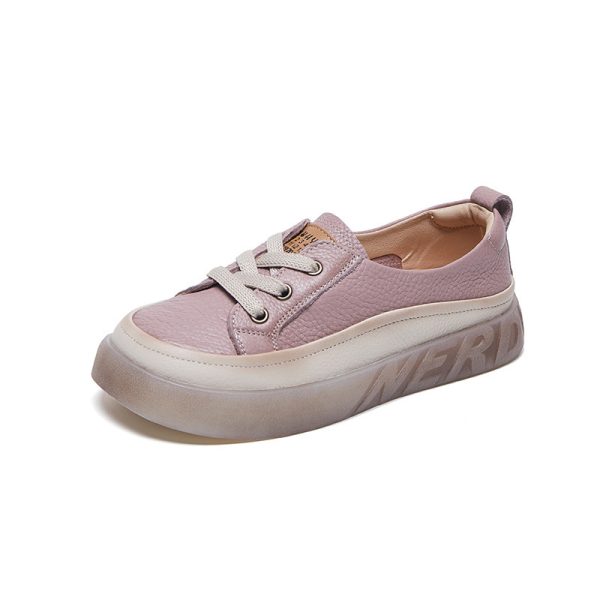 First Layer Cowhide Shallow Mouth Pumps Female Genuine Leather Casual Board Shoes Rubber Platform Shoes - Image 8