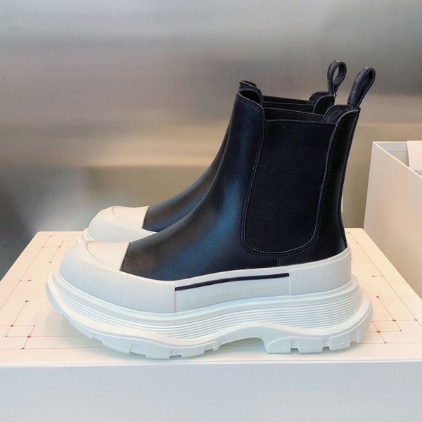 Leather Women's Shoes Platform Women's Ankle Boots Sleeve - Image 4