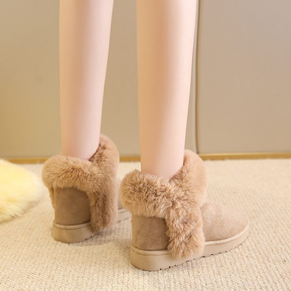 Snow Boots For Women Students Winter Warm Slip On Fluffy Platform Comfy Fleece Ankle Boots Non-slip Plush Cotton Shoes - Image 2