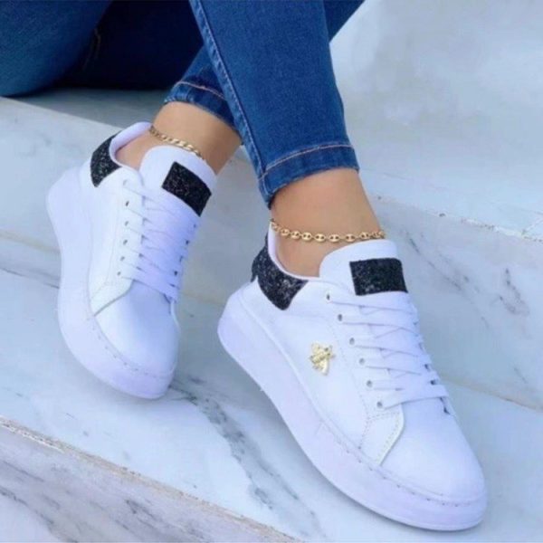 Platform Sneakers Lace-up White Low-top Casual Shoes - Image 8