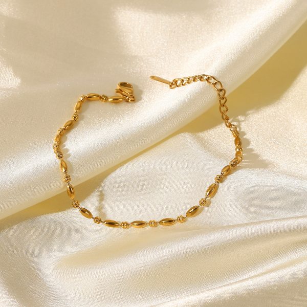 Women's Bracelet 18K Gold Oval Bead Necklace - Image 4