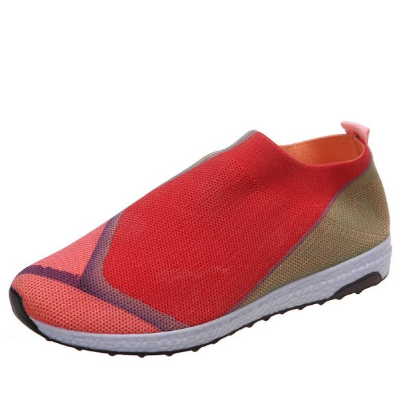 Women's Casual Fly Weaving Color Blocking Flat Bottom Sneakers - Image 7
