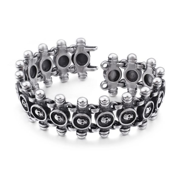Domineering Men's Titanium Steel Skull Bracelet - Image 3