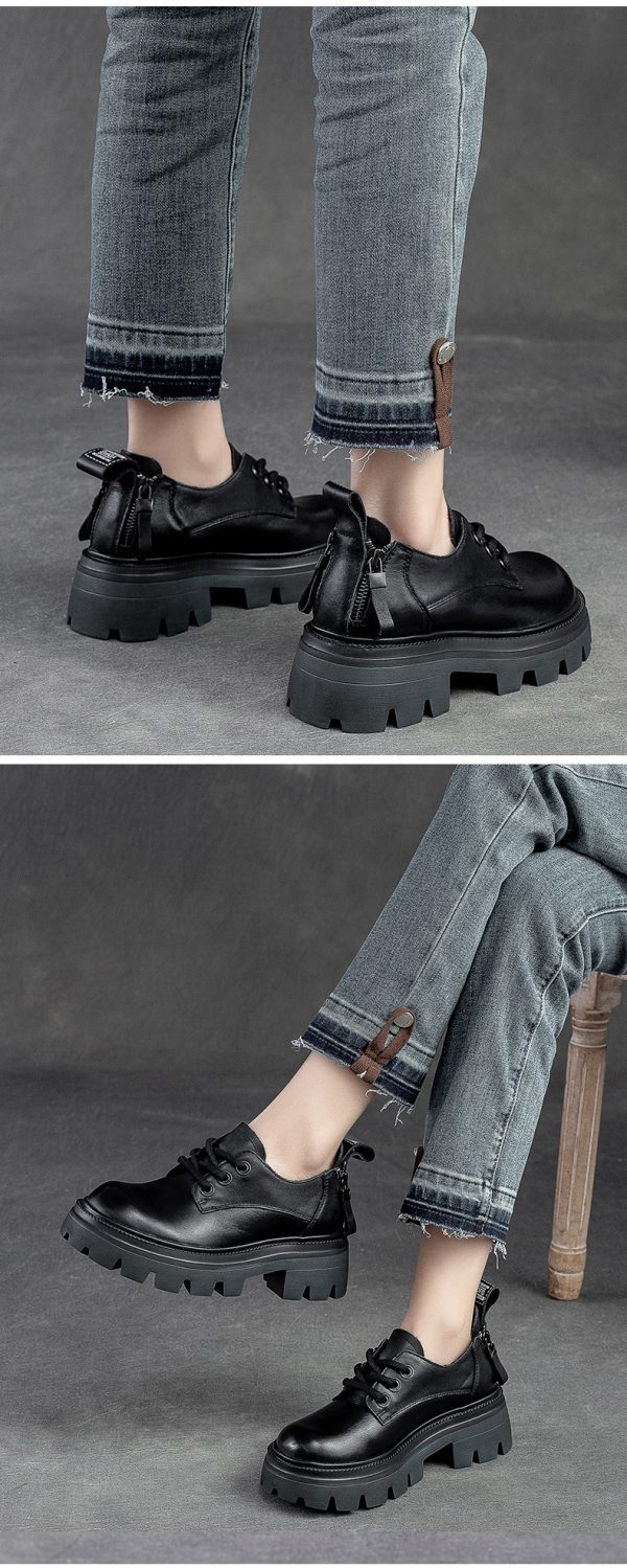 Spring NEW Back Zipper Low Top Mori Style Casual Retro Style Loafers Muffin Bottom Shoes - Image 10