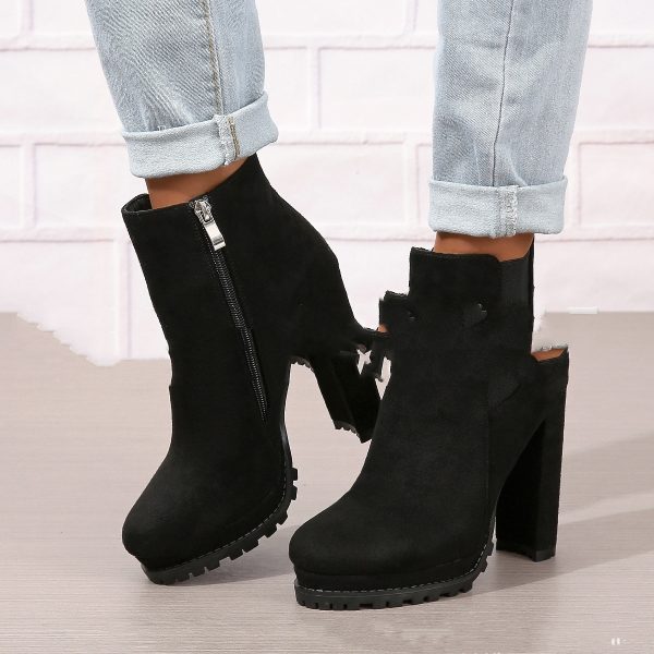 European And American Foreign Trade Plus Size Low-cut Women's High Heels Leather Boots - Image 6