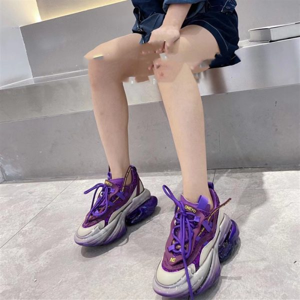 Leather Thick Soled New Jelly High Casual Sports Shoes For Women - Image 3