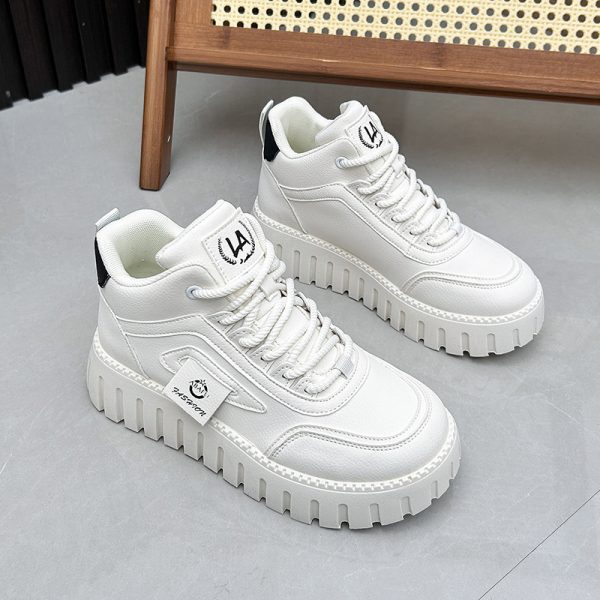 Fleece-lined Warm White Shoes For Women High-top Board Shoe - Image 7