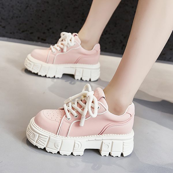 Spring Muffin Bottom Fashion All-match Height Increasing Casual Leather Shoes - Image 2