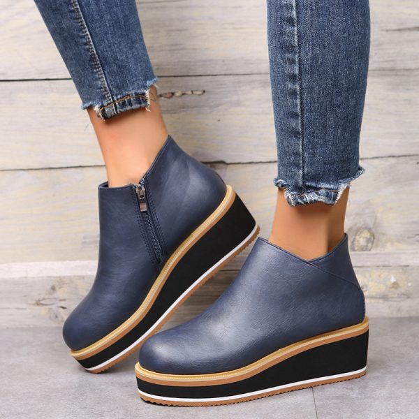 Ankle Boots Women Chunky Block Heel Shoes - Image 4