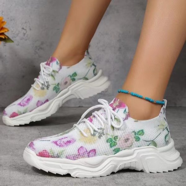 Flyknit Casual New Running 3D Printed Flowers Slip-on Light Running Shoes - Image 5