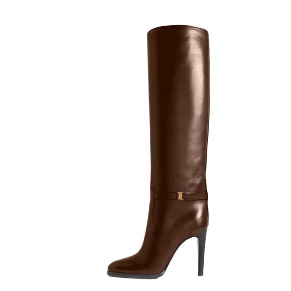 Lady High Round Toe Stiletto Heel Boots - Image 5