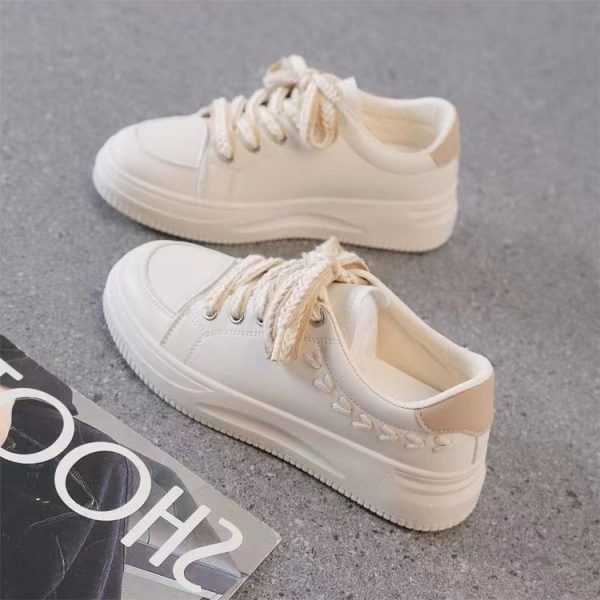 Student Versatile Casual Leather Women's Sports Platform Sneakers - Image 4
