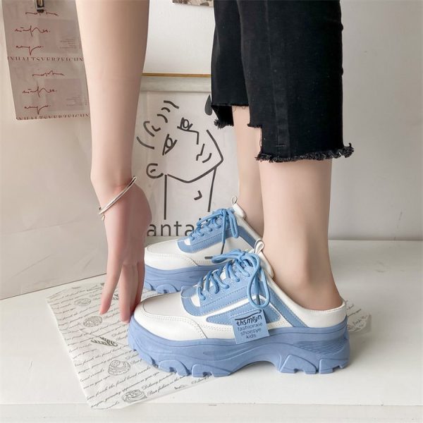 Match Color Heelless Half Drag Daddy Women's Single Shoes - Image 3