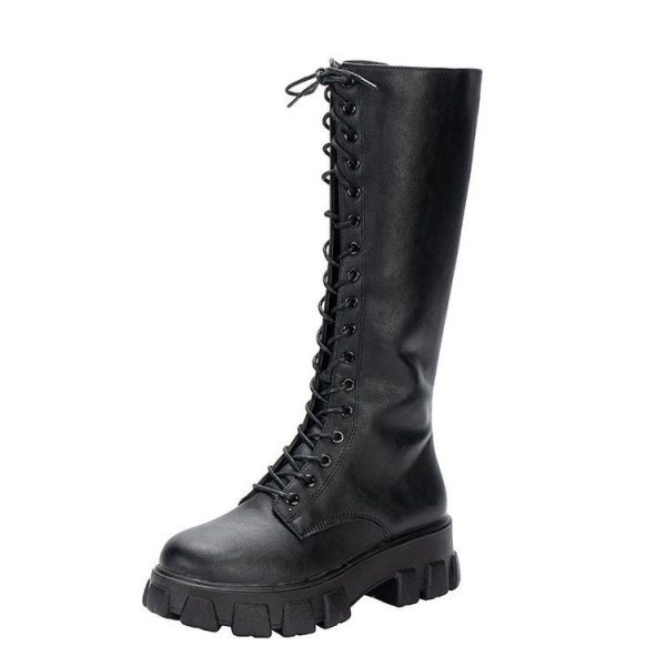 Below The Knee Long British Style Platform Martin Boots - Image 5