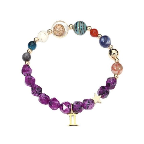 Twelve Constellations Bracelets Natural Stone Hemp Stone Cut Surface Eight Planets - Image 2