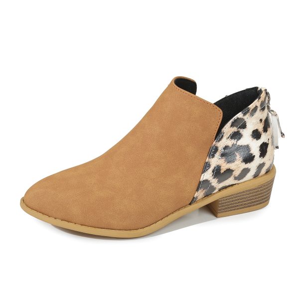 Fashion Leopard Print Boots Women Pointed Toe Chunky Heel Back Zipper Shoes - Image 8