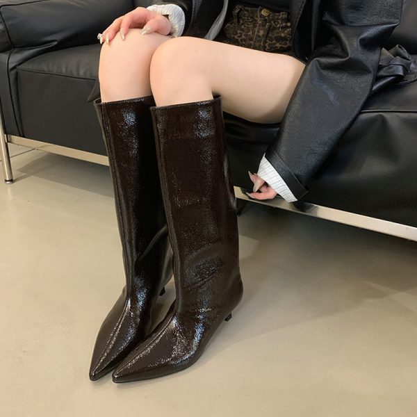 Big Tube Circumference Slimming And Straight Pointed Toe New Long Boots - Image 2