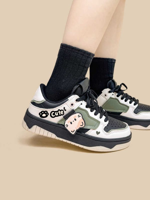 Cute Casual Sneakers Women's Color Matching Flat Low-tops - Image 3