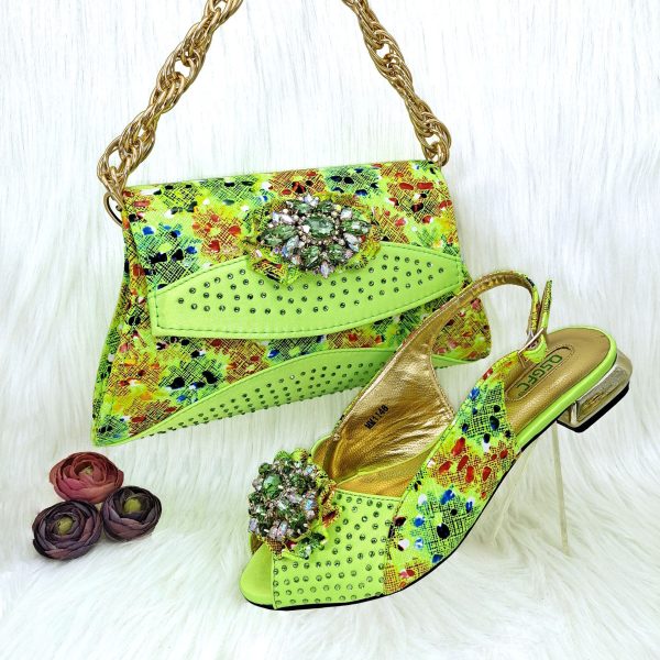 Mixed Color Flower Rhinestone Accessories Shoe Bag Low Heel Suit - Image 5