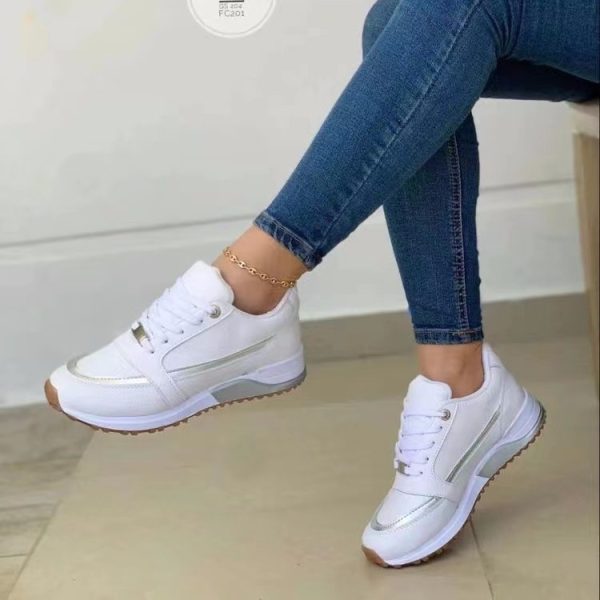 Casual Lace-up Flat Shoes Women Shallow Round Toe Sports Walking Sneakers - Image 4